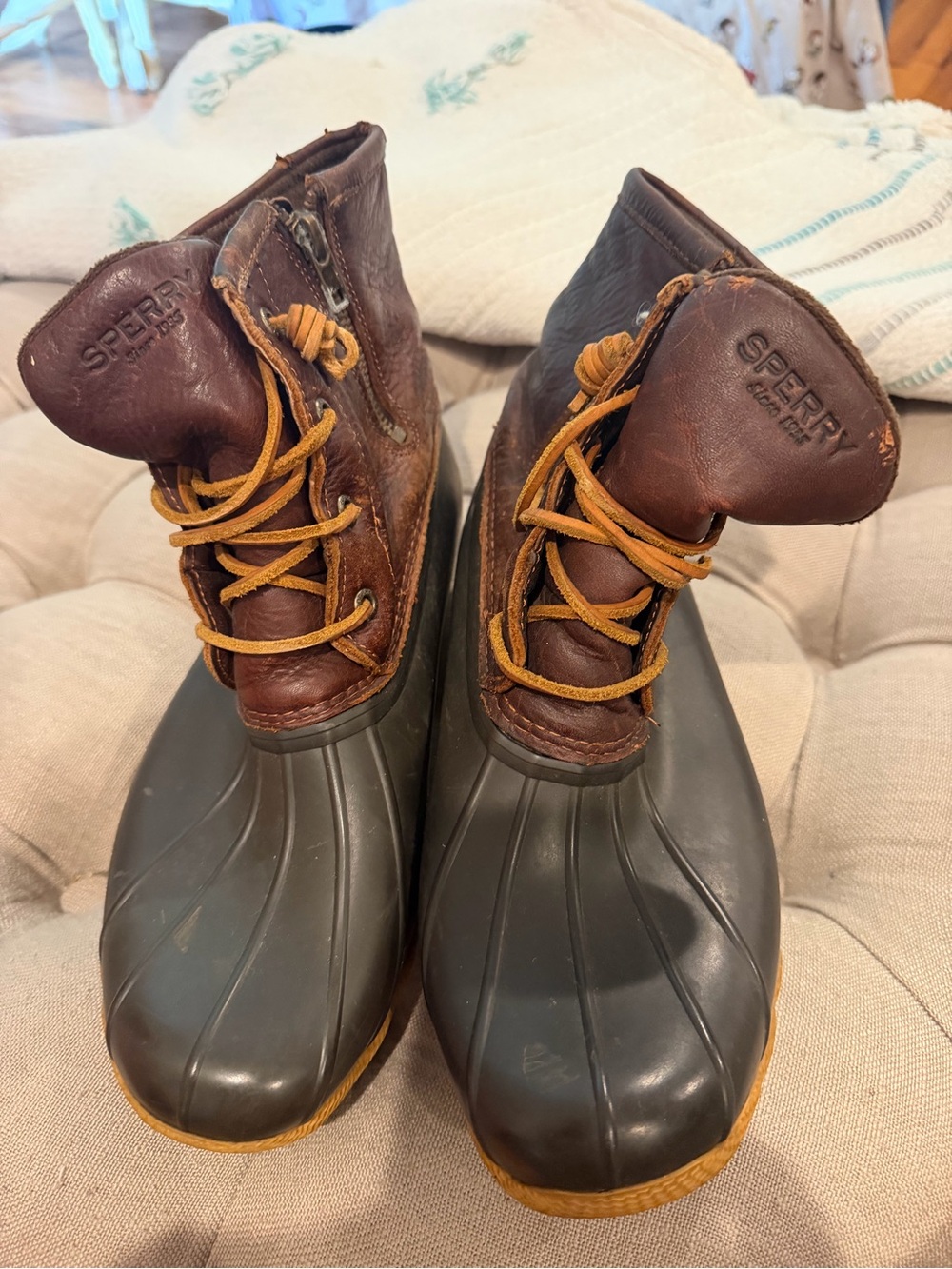 Sperry Brown Leather Salt Water Duck Boots